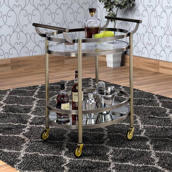 Vintage Brown Black Metal Modern 2-tier Tray Trim Serving Wine Tea Dining Kitchen Cart eHomeProducts Vintage Brown Black Metal Modern 2-tier Tray Trim Serving Wine Tea Dining Kitchen Cart eHomeProducts