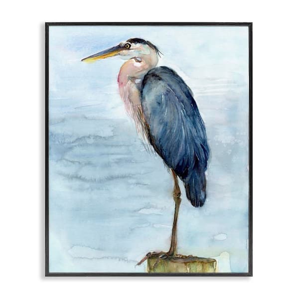 Stupell Industries Blue Heron's Perch by John Keeling Black Framed Coastal Giclee Art Print 20 in. x 16 in.