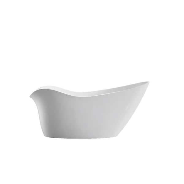 Bellaterra Home Colmar 68.8 in. Acrylic Flatbottom Non-Whirlpool Freestanding Bathtub in Glossy White