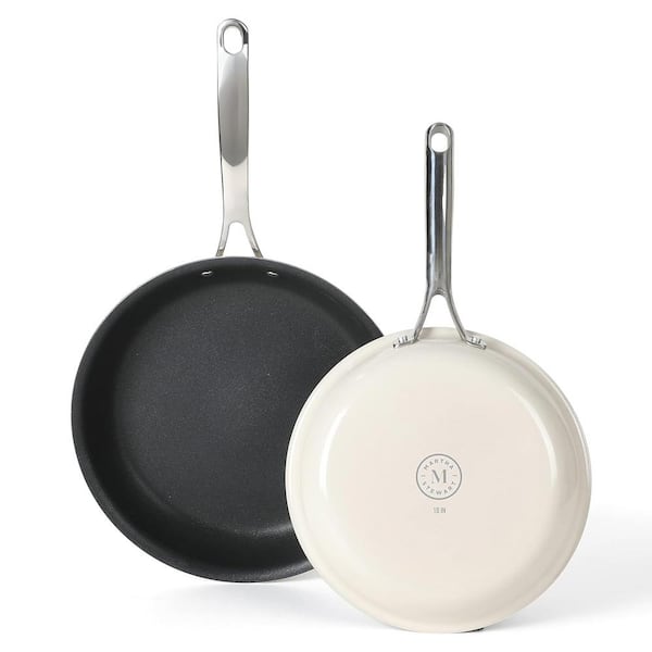 Lockton 2 Piece Aluminum 10 in. and 12 in. Frying Pan Set in Linen
