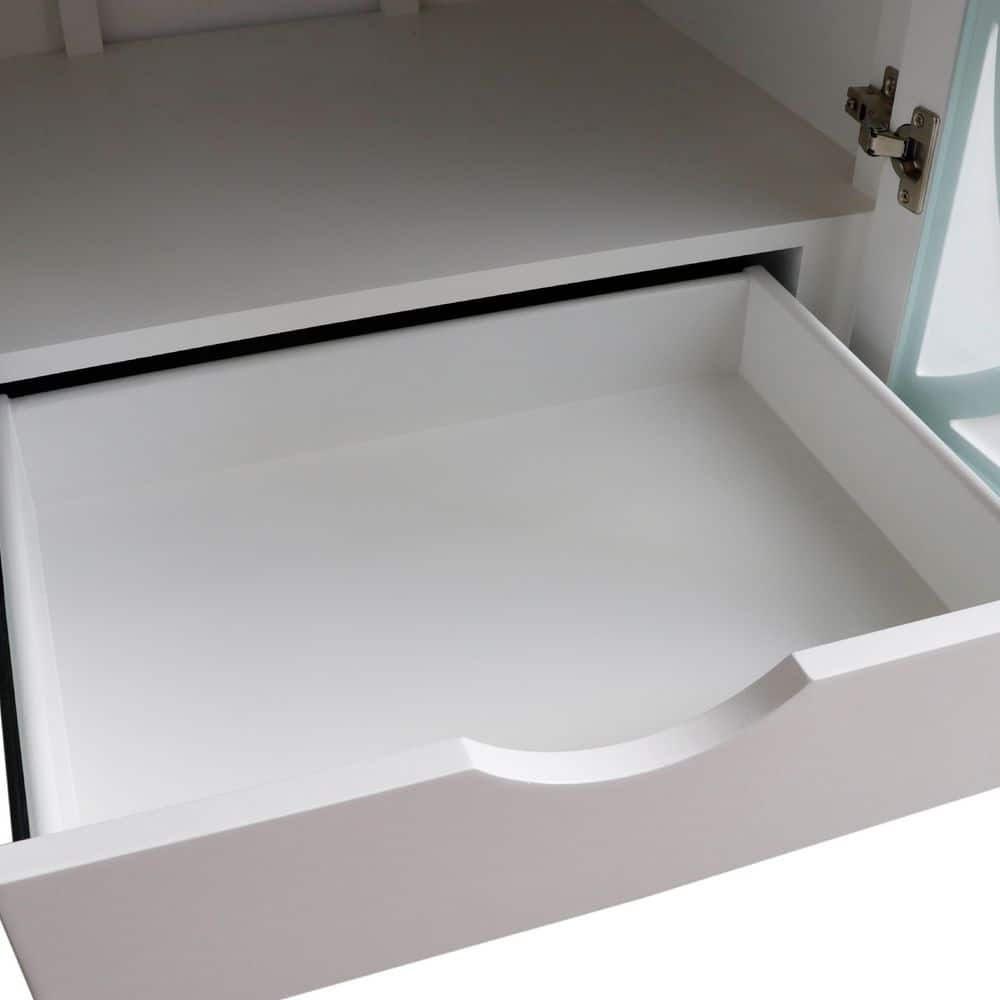White Freestanding Single Vanity with Black Granite Top