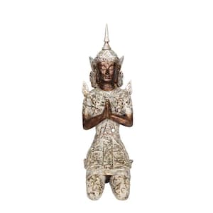 17.3 in. Tall Gold Polyresin Thai Buddha Kneeling in Prayer