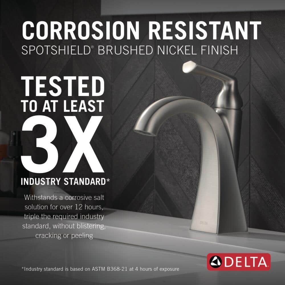 SpotShield Brushed Nickel Single Handle High Arc Bathroom Faucet