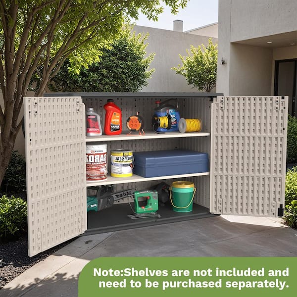 Patiowell - 44 in. W x 22 in. D x 0.67 in. H Beige Resin Shed Shelving for 4 ft. W x 2.1 ft. D Resin Vertical Storage Plastic Shed