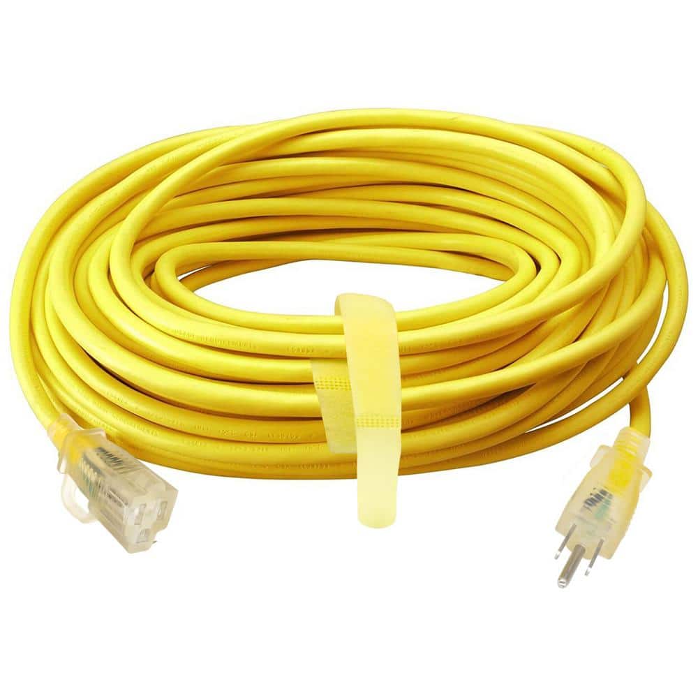 Flexible 50 ft. 12 / 3 Waterproof Outdoor Extension Cord with Light Indicator End 15 Amp 1875W SJTW Yellow ETL Listed price history on PriceWatchPro