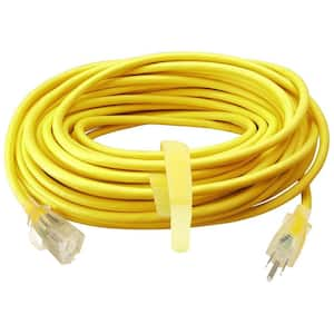 Flexible 50 ft. 12 / 3 Waterproof Outdoor Extension Cord with Light Indicator End 15 Amp 1875W SJTW Yellow ETL Listed