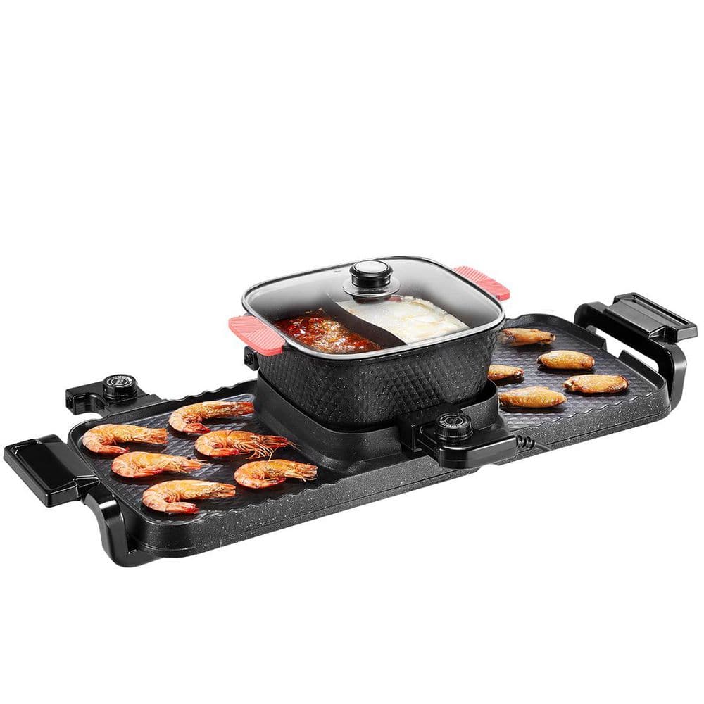 Hot Pot with Grill 2300W Electric Smokeless Grill 72 sq in. Separate Dual Temperature Control for 1-6 People Black price history on PriceWatchPro