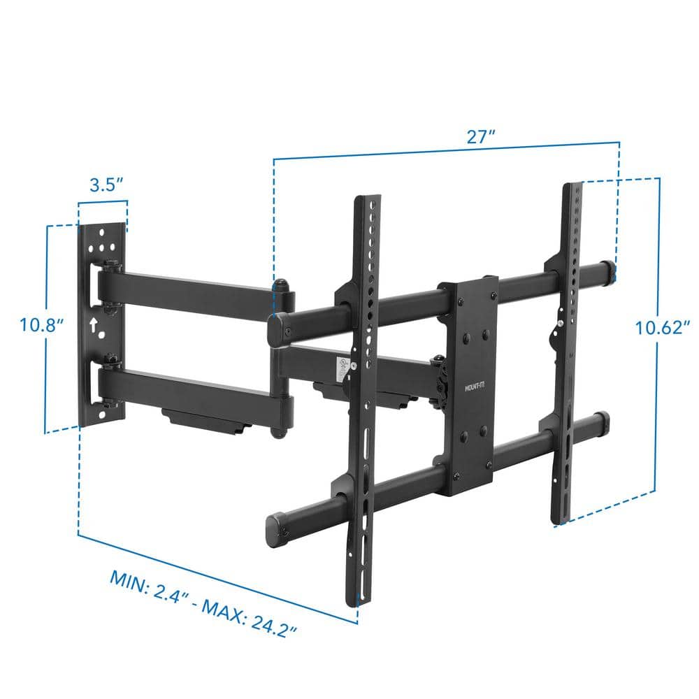 Heavy Duty Black Steel Full Motion TV Wall Mount for 37-80 Inch Screens