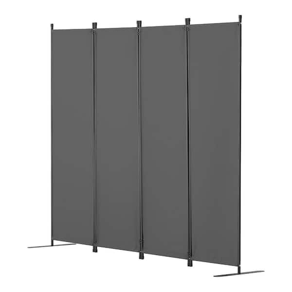 Room Divider, 4 Panel, Folding Privacy Screens, Fabric Partition Room Dividers, Freestanding, Light Gray, Composite