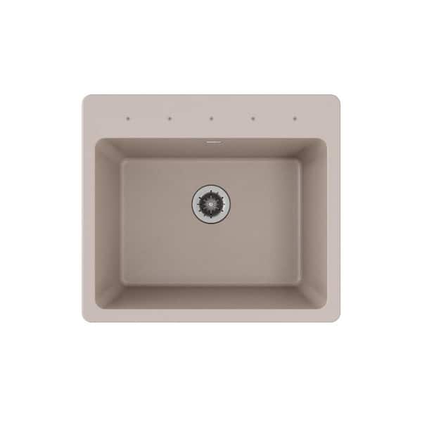 Elkay Quartz Classic Greige Quartz 25 in. Single Bowl Drop-In Laundry Sink with Perfect Drain