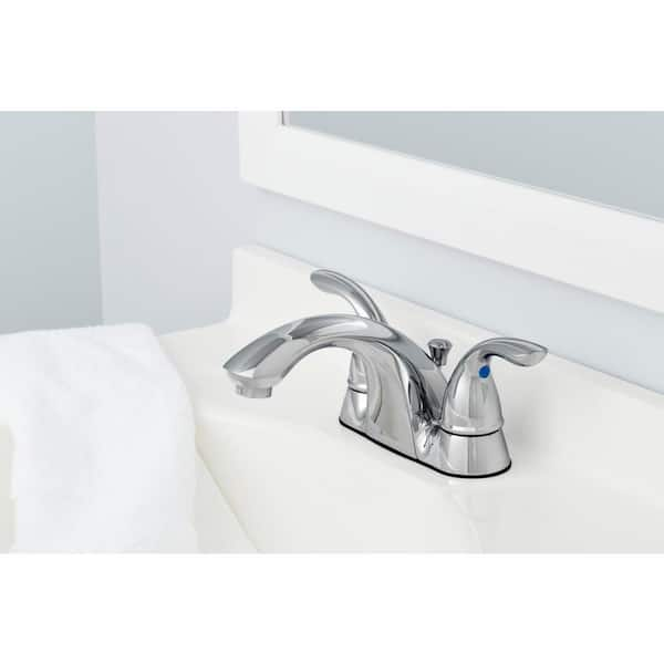 Builders 4 in. Centerset Double Handle Low-Arc Bathroom Faucet in Chrome