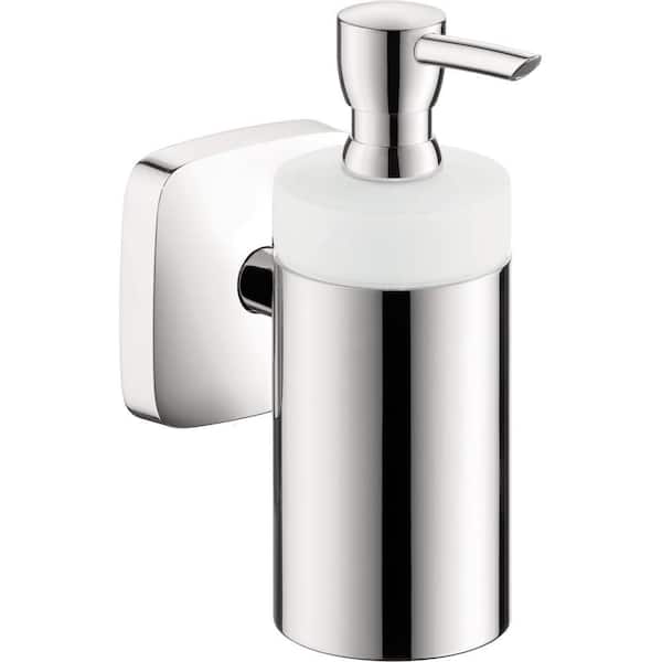 Hansgrohe PuraVida Wall-Mount Brass and Ceramic Soap Dispenser in Chrome