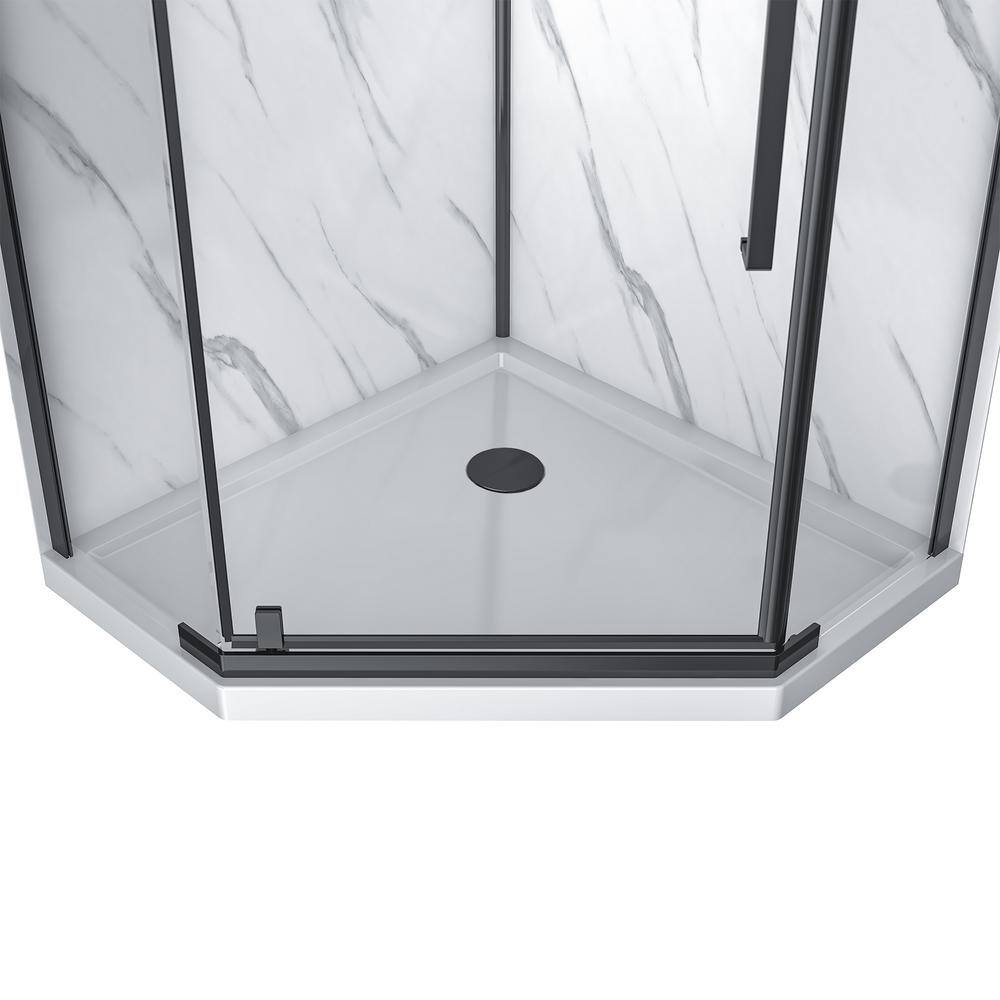 Capri 36'' Black Aluminum Neo-Angle Shower Kit