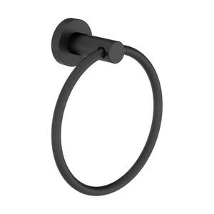 Dia Wall-Mounted Hand Towel Ring in Matte Black