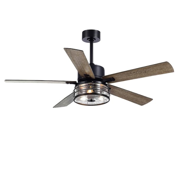 Lamober Reginald 52 in. Indoor Black Ceiling Fan with Light Kit and Remote Control