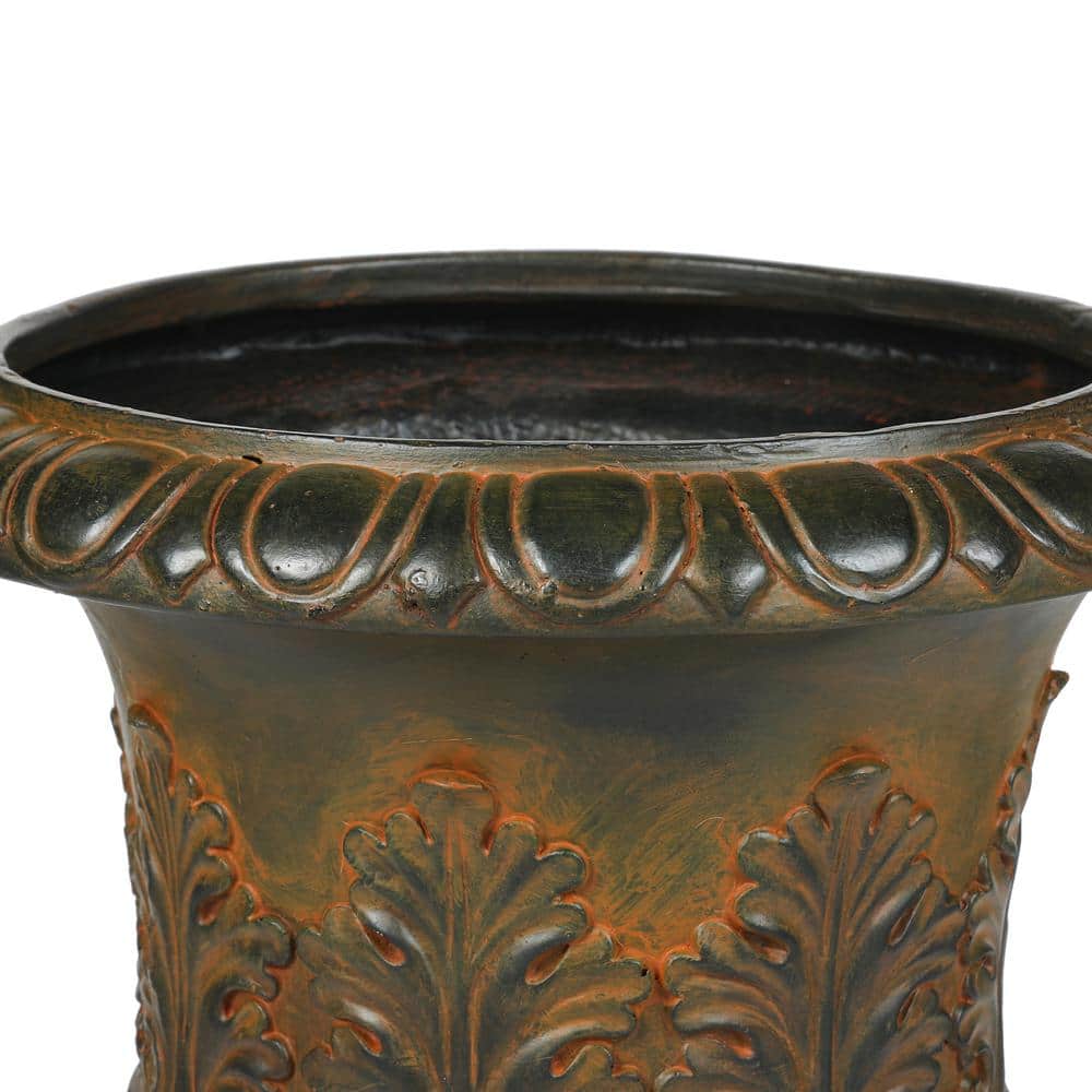 Classic Weathered Brown 18" MgO Urn Planter for Outdoor Elegance