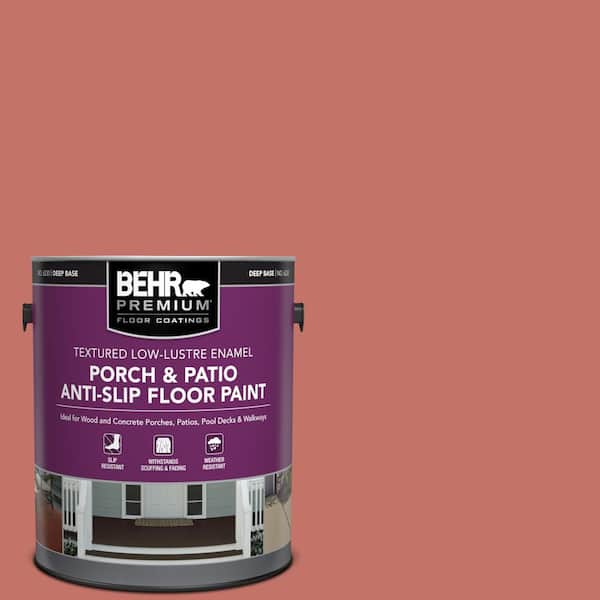 BEHR PREMIUM 1 gal. #PPU1-05A Red Coral Textured Low-Lustre Enamel Interior/Exterior Porch and Patio Anti-Slip Floor Paint