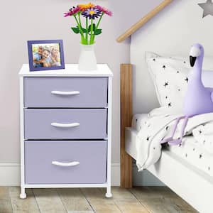 3-Drawer Purple Nightstand 24.62 in. H x 16.5 in. W x 24.62 in. D