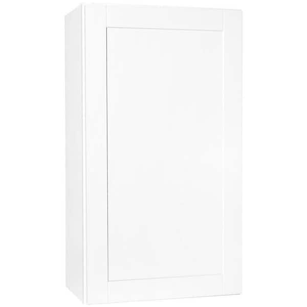 Hampton Bay Shaker 24 in. W x 12 in. D x 42 in. H Assembled Wall Kitchen Cabinet in Satin White