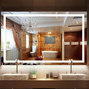 48 in. W x 36 in. H Large Rectangular Frameless Anti-Fog Dimmable Wall Mount LED Light Bathroom Vanity Mirror in white
