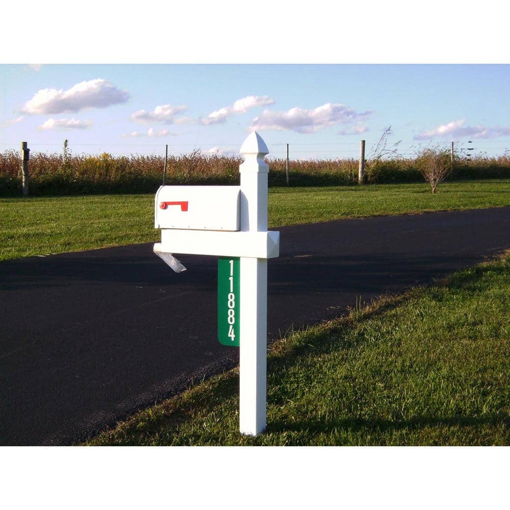 54-Inch White Vinyl Adjustable Mailbox Post Sleeve with Newspaper Holder
