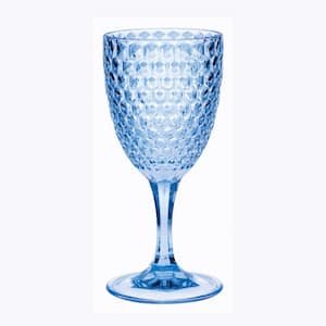 (Set of 4) 12 oz. Diamond Cut Blue Premium Quality Unbreakable Stemmed Acrylic Glasses