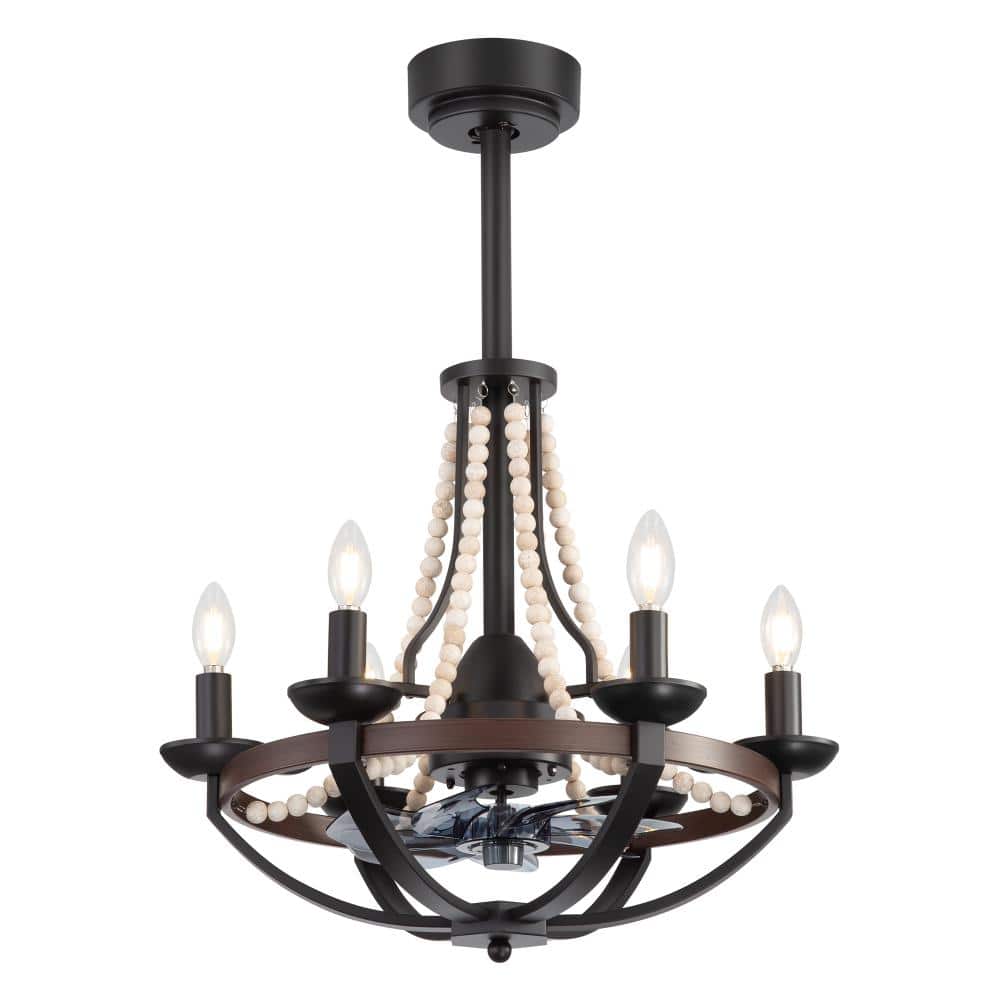 Airsurfer 22 in. 6-Light Indoor Black Downrod Standard Ceiling Fan