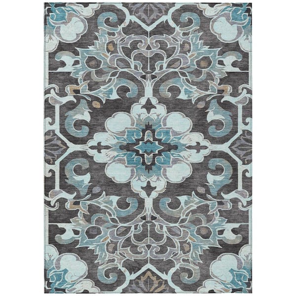 Chantille Machine Washable Indoor/Outdoor Abstract ACN1947 Teal 8 ft. x 10 ft. Area Rug