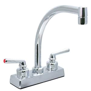 Ledge-Mount 4 in. Kitchen Faucet - High Arc Tubular Spout, Chrome