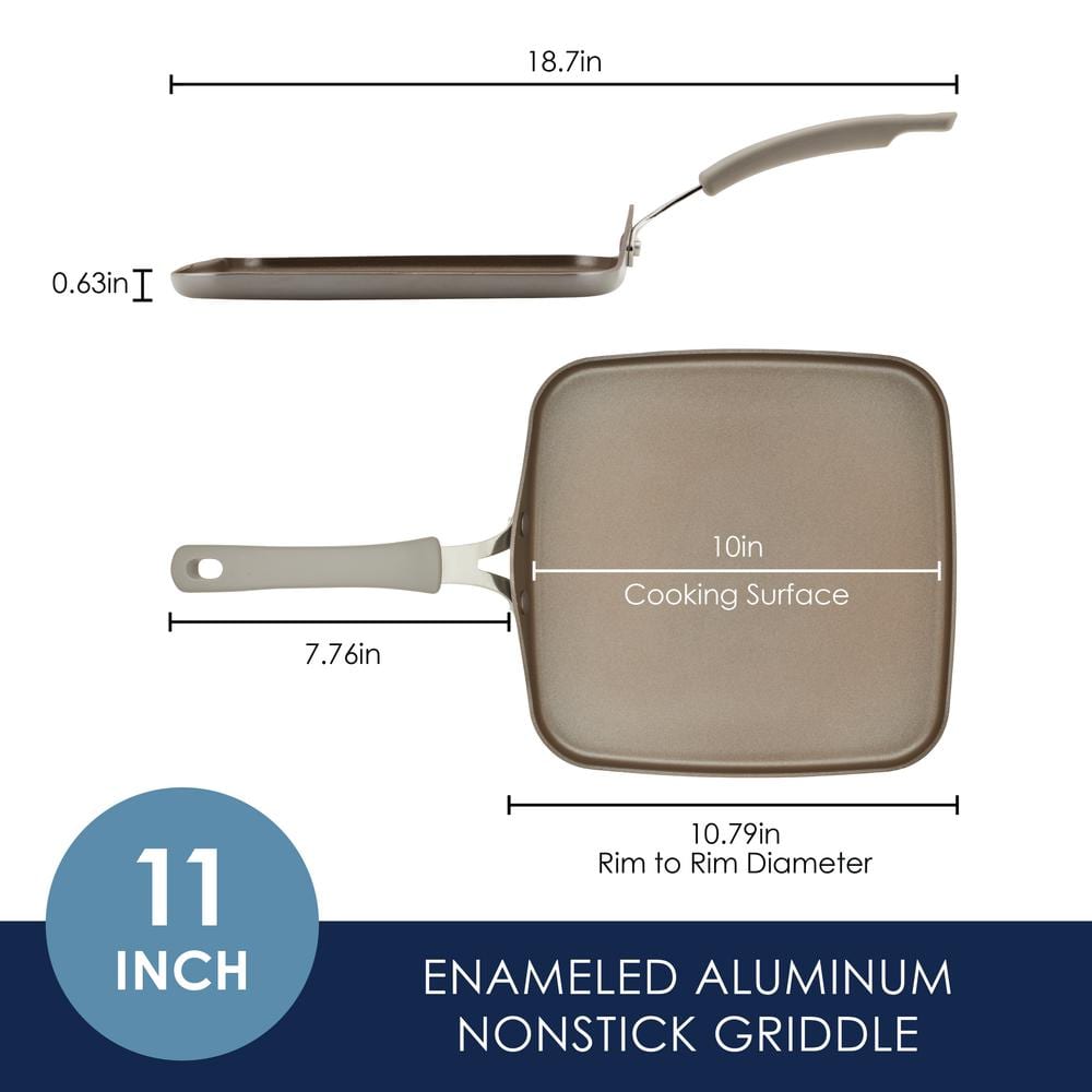Gray Nonstick Aluminum Square Stovetop Griddle Pan, 11-Inch