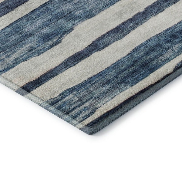 Mayfield Premium Machine Washable Abstract AMF1191 Denim 9 ft. x 12 ft. Area Rug
