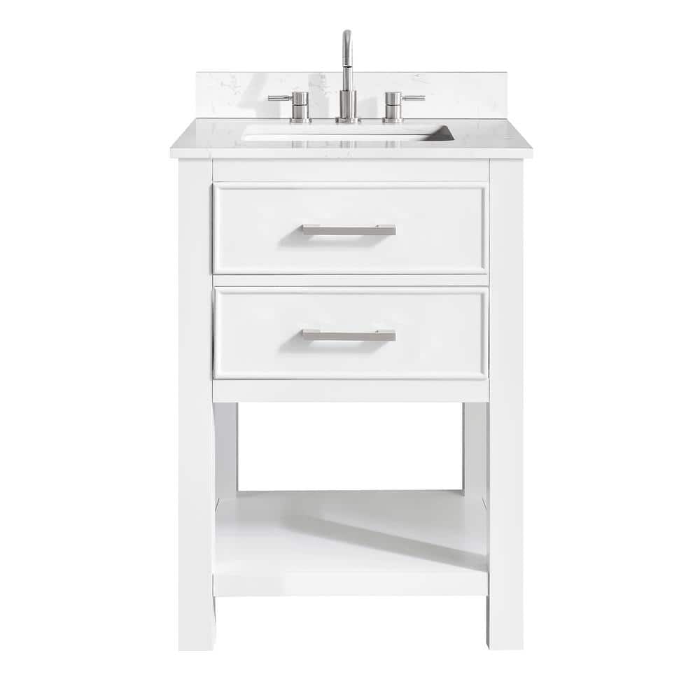 Brooks 25'' White Single Bathroom Vanity with Engineered Marble Top