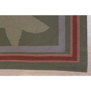 Area Rug Green 6 ft. x 8 ft. Handwoven Wool Modern Flat Weave Area Rug