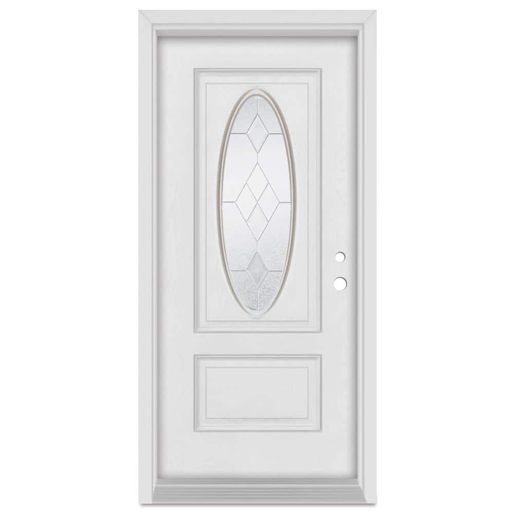 32 in. x 80 in. Geometric Left-Hand Zinc Finished Fiberglass Mahogany Woodgrain Prehung Front Door price history on PriceWatchPro