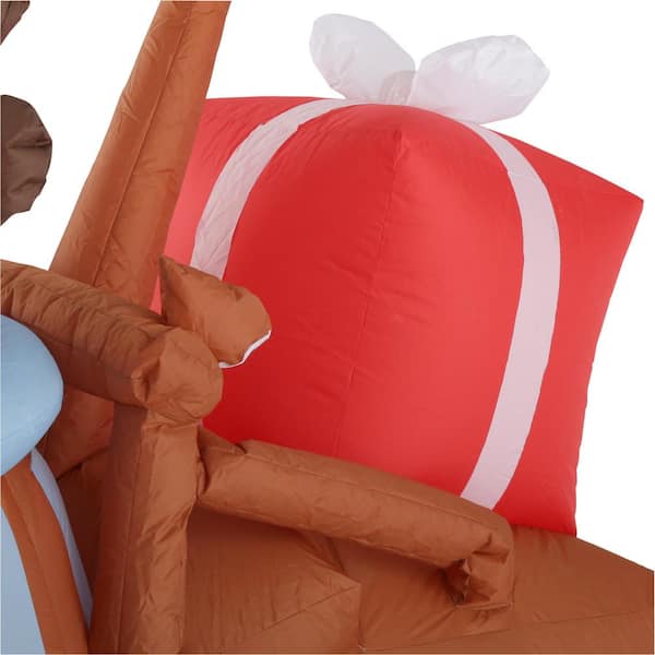 Unbranded - 5 ft. Airblown Inflatable Lighted Mater with Reindeer Hat and Present