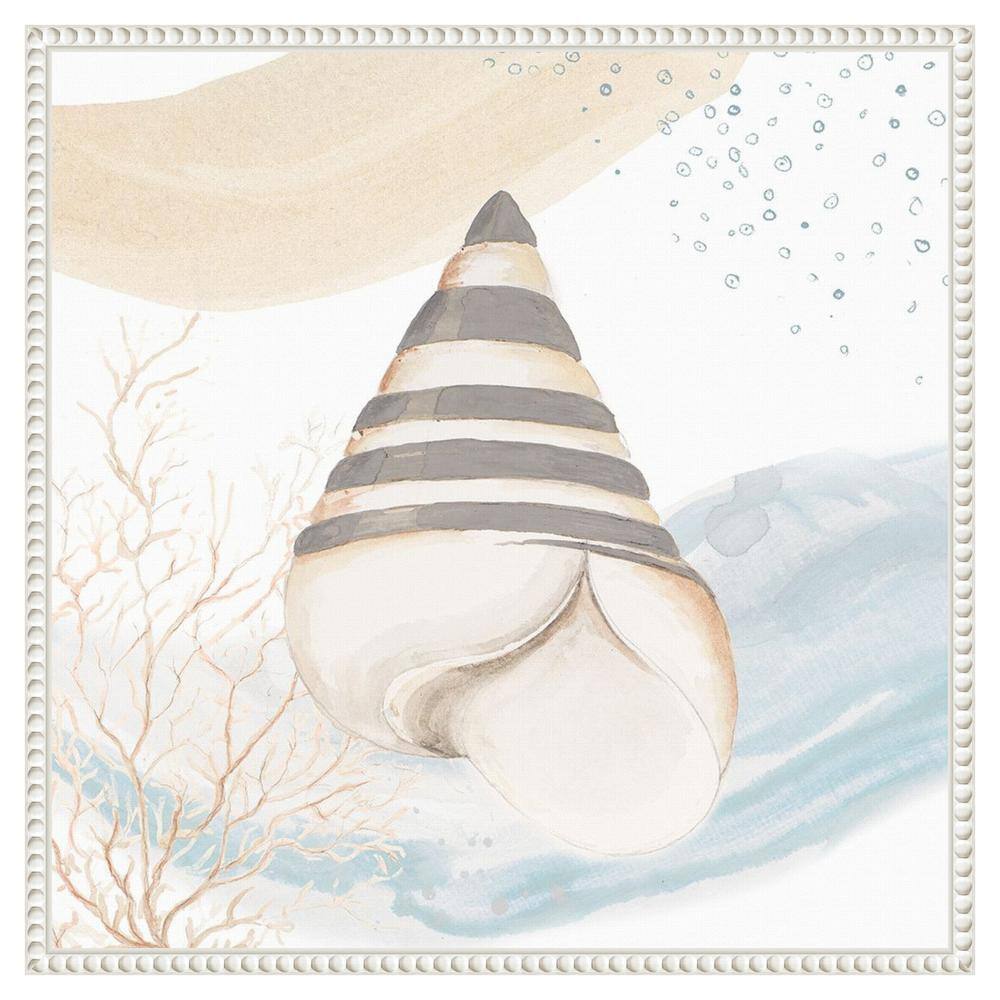 Sylvie Beaded White Framed Coastal Canvas Art Print