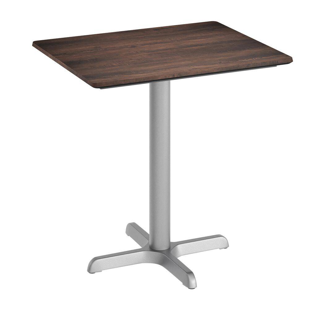 Carnegy Avenue Acadia dining table with a dark brown wood surface and silver trestle base.