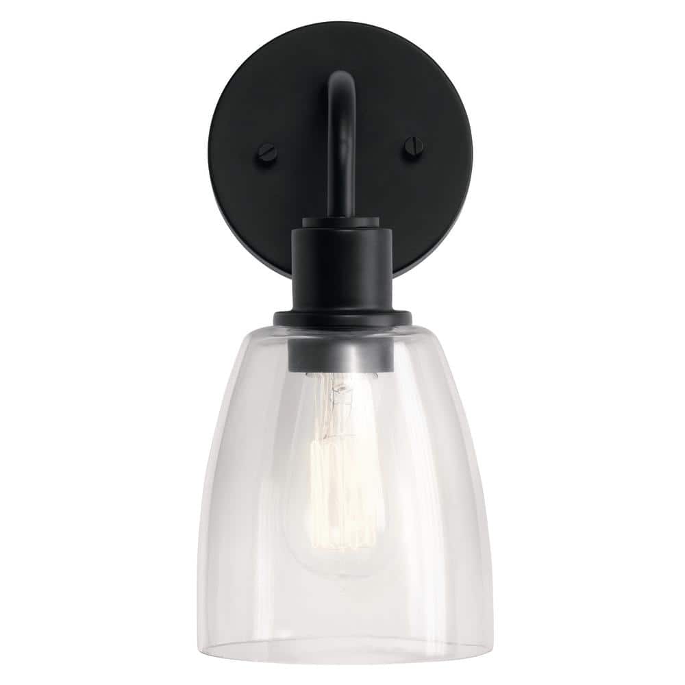 Meller Industrial Black 11'' Wall Sconce with Clear Glass