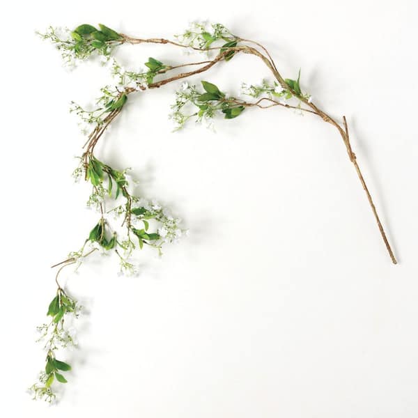 SULLIVANS 58 in. White Indoor Artificial Berry Drop Flower Spray