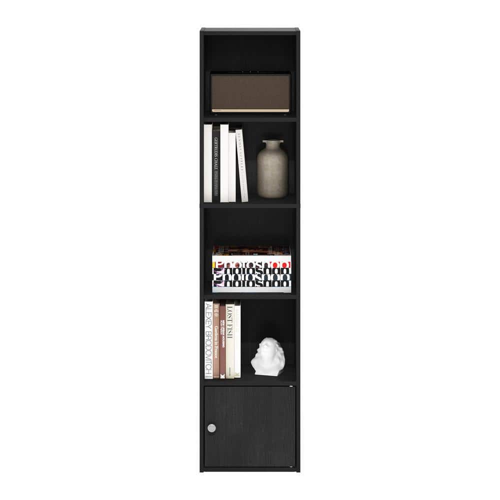 Blackwood 5-Tier Tall Bookcase with Door Storage Cabinet