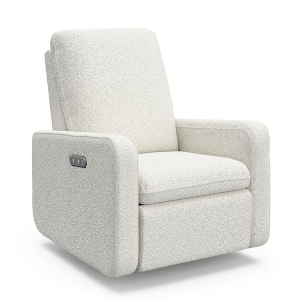 Graco Teddi Ivory Boucle Power Recliner Swivel Glider with USB