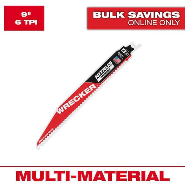 Milwaukee 9 in. 6 TPI WRECKER Nitrus Carbide Teeth Multi-Material Cutting SAWZALL Reciprocating Saw Blade (1-Pack)