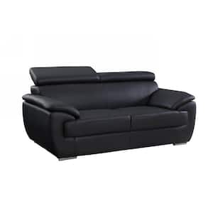 Charlie 69 in. Black Leather 2-Seat Loveseats