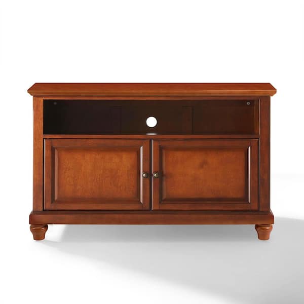 CROSLEY FURNITURE Cambridge 42 in. Cherry Wood TV Stand Fits TVs Up to 44 in. with Storage Doors