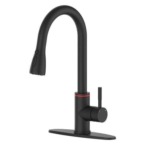 FLG LED Kitchen Faucet With Pull Down Sprayer One Hole Kitchen Sink Faucets Modern 1 Handle Tap