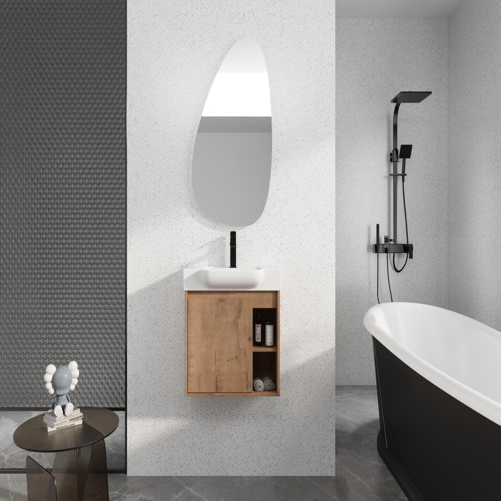 24 in.Single sink Imitative Oak Wall-Mounted Bathroom Vanity with White Ceramic Top,Soft-Close Door price history on PriceWatchPro