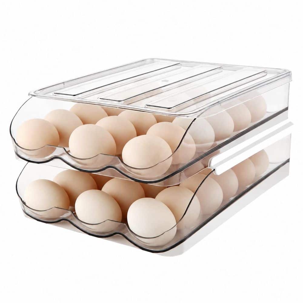 Clear 2-Layer Automatic Rolling Egg Holder for Refrigerator, Stackable Dispenser and Tray for 36 Eggs price history on PriceWatchPro