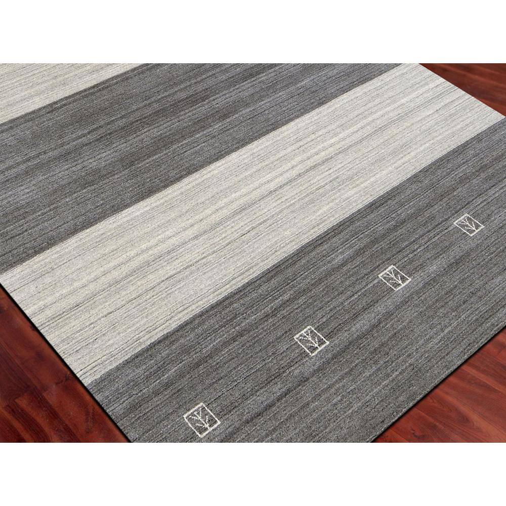 Handmade Gray Stripe Wool and Viscose Area Rug