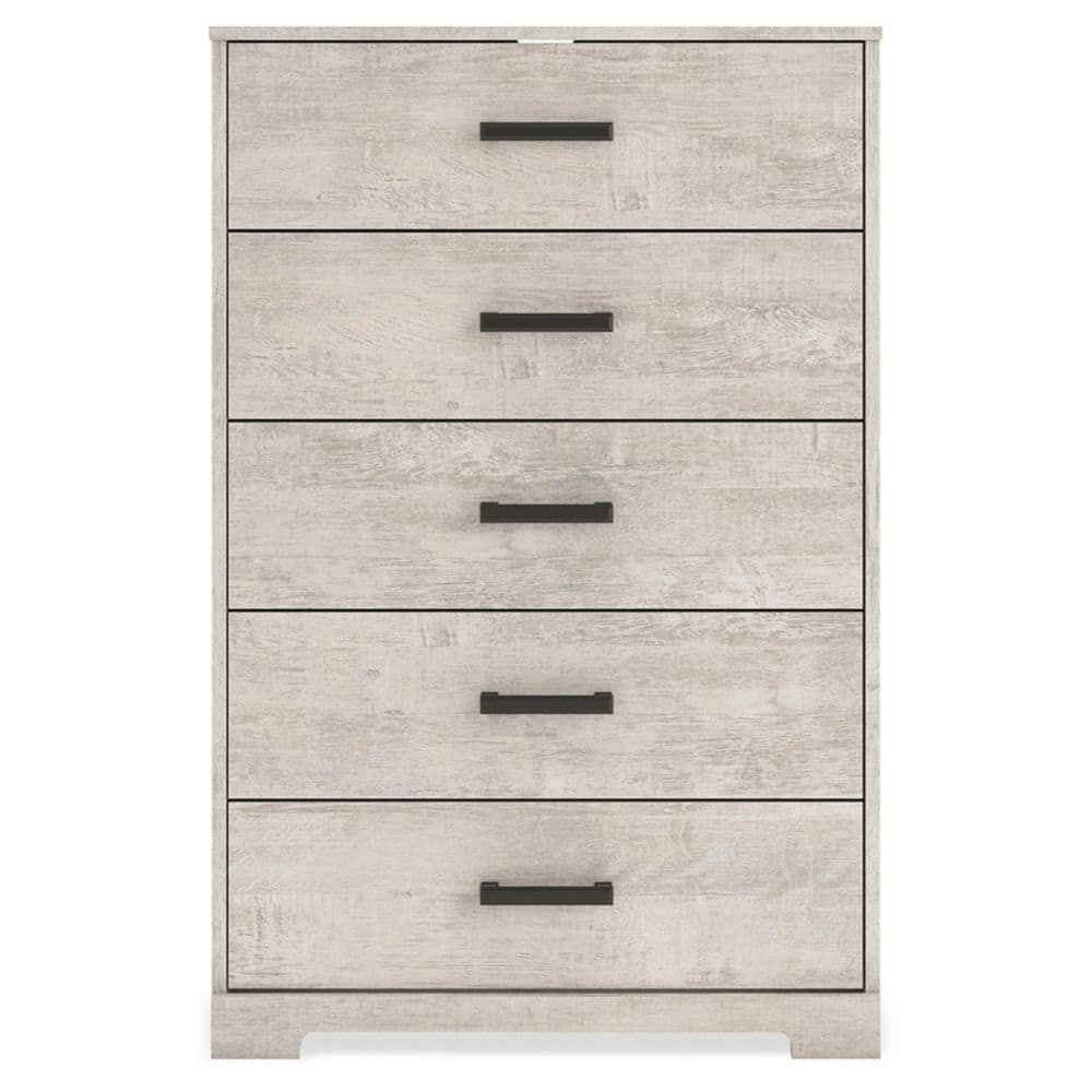 Gray Oak Grain 5-Drawer Farmhouse Dresser