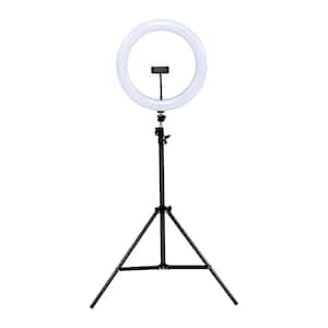83 in. Indoor Black Selfie Led Ring Light Kit Lamp with Tripod Stand Dimmable Brightness